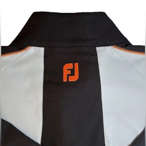 Foot Joy Golf Wind Shirt Jacket Mens L Quarter Zip Pullover Gray Black Poseidon - Picture 12 of 14